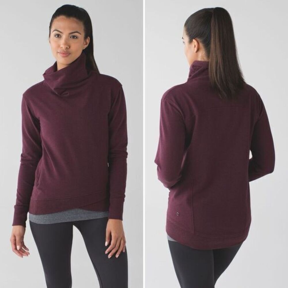 Lululemon On The Double Pullover in Heathered Bordeaux Drama Size 8